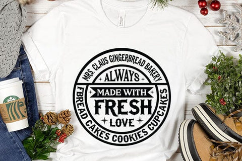 Mrs. Claus gingerbread bakery always fresh made with love bread cakes cookies cupcakes SVG Angelina750 