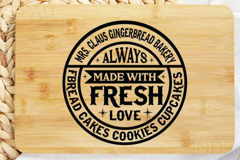 Mrs. Claus gingerbread bakery always fresh made with love bread cakes cookies cupcakes SVG Angelina750 