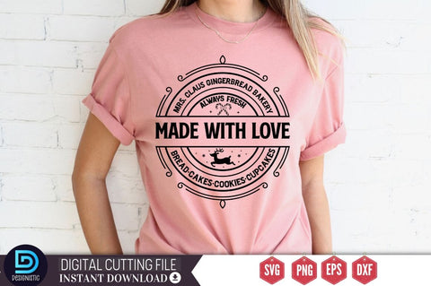 Mrs. Claus gingerbread bakery always fresh made with love bread cakes cookies cupcakes SVG SVG DESIGNISTIC 