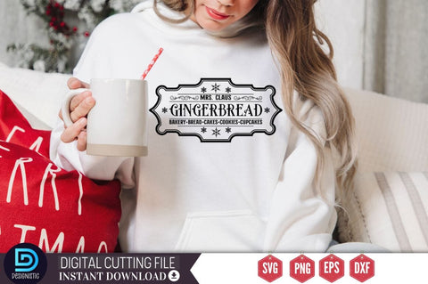 Mrs. claus gingerbread bakery bread cakes cookies cupcakes SVG SVG DESIGNISTIC 