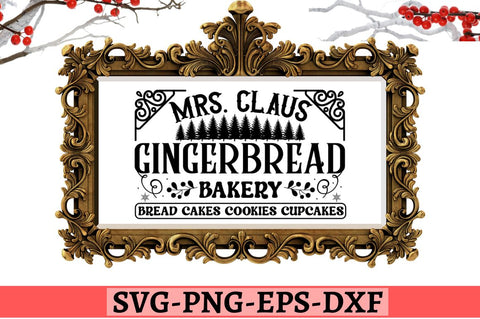 Mrs. Claus gingerbread bakery bread cakes cookies cupcakes SVG SVG DESIGNISTIC 
