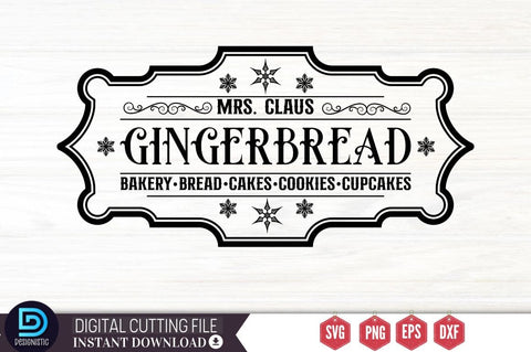 Mrs. claus gingerbread bakery bread cakes cookies cupcakes SVG SVG DESIGNISTIC 