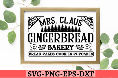 Mrs. Claus gingerbread bakery bread cakes cookies cupcakes SVG SVG DESIGNISTIC 