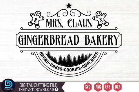 Mrs. claus gingerbread bakery bread cakes cookies cupcakes SVG SVG DESIGNISTIC 