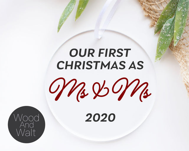 Mses & Mses Our First Christmas Ornament 2020 SVG | Holiday Couple Cut File | Newlywed Design | Announcement Stencil | Printable Template SVG Wood And Walt 
