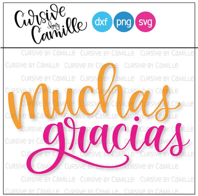 Muchas Gracias Hand Lettered Cut File SVG Cursive by Camille 