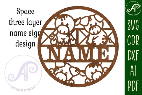 Muddy pigs name sign svg laser cut template SVG APInspireddesigns 