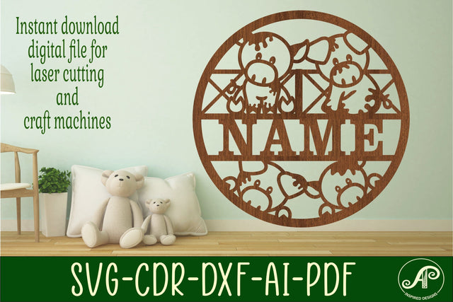 Muddy pigs name sign svg laser cut template SVG APInspireddesigns 