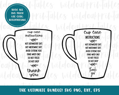 mug care card svg, mug care card for instructions svg, mug cricut files, tumbler files for cricut, printable mug silhouette, mug svg files SVG WildOakSVG 