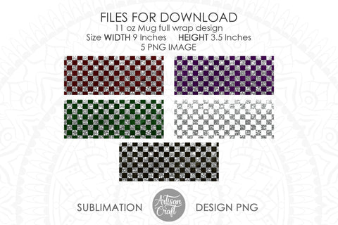 Mug design template with silver checkered pattern SVG Artisan Craft SVG 