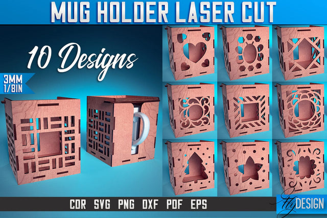 Mug Holder Laser Cut SVG | Mug Laser Cut SVG Design | CNC Files SVG Fly Design 