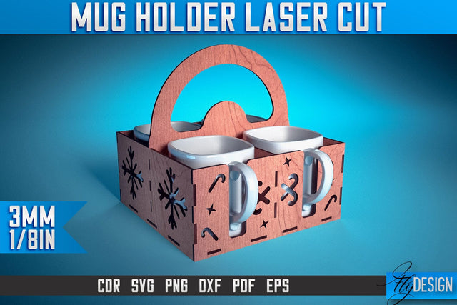 Mug Holder Laser Cut SVG | Mug Laser Cut SVG Design | CNC Files SVG Fly Design 