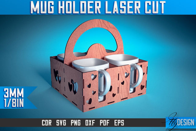 Mug Holder Laser Cut SVG | Mug Laser Cut SVG Design | CNC Files SVG Fly Design 
