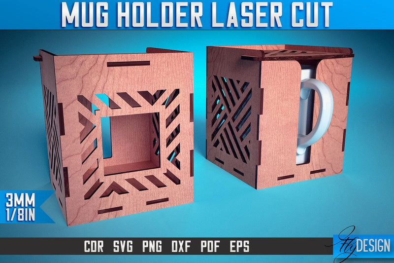 Mug Holder Laser Cut SVG | Mug Laser Cut SVG Design | CNC Files SVG Fly Design 