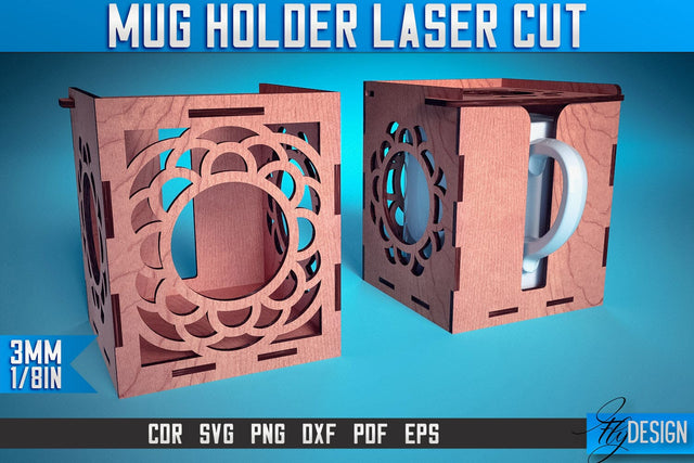 Mug Holder Laser Cut SVG | Mug Laser Cut SVG Design | CNC Files SVG Fly Design 