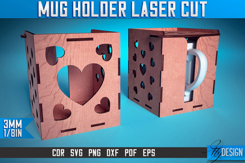 Mug Holder Laser Cut SVG | Mug Laser Cut SVG Design | CNC Files SVG Fly Design 