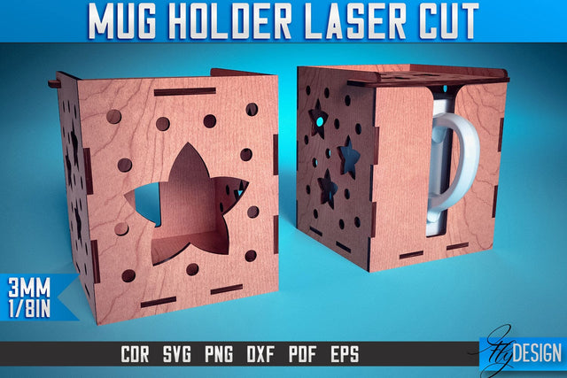 Mug Holder Laser Cut SVG | Mug Laser Cut SVG Design | CNC Files SVG Fly Design 
