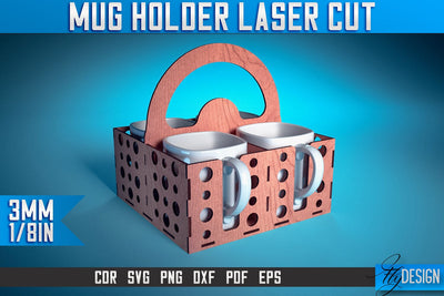 Mug Holder Laser Cut SVG | Mug Laser Cut SVG Design | CNC Files SVG Fly Design 
