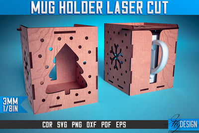 Mug Holder Laser Cut SVG | Mug Laser Cut SVG Design | CNC Files SVG Fly Design 