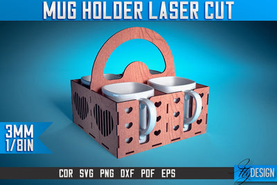 Mug Holder Laser Cut SVG | Mug Laser Cut SVG Design | CNC Files SVG Fly Design 