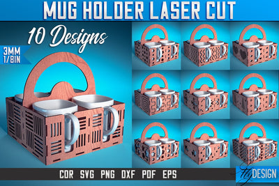 Mug Holder Laser Cut SVG | Mug Laser Cut SVG Design | CNC Files SVG Fly Design 