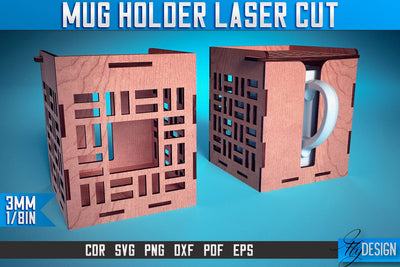 Mug Holder Laser Cut SVG | Mug Laser Cut SVG Design | CNC Files SVG Fly Design 