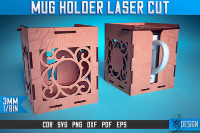 Mug Holder Laser Cut SVG | Mug Laser Cut SVG Design | CNC Files SVG Fly Design 