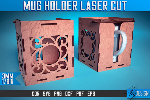 Mug Holder Laser Cut SVG | Mug Laser Cut SVG Design | CNC Files SVG Fly Design 
