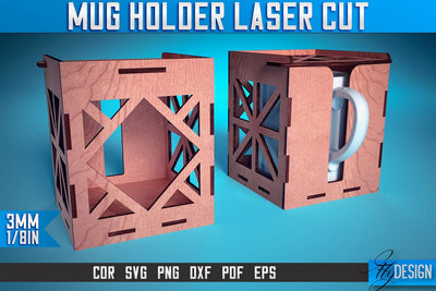 Mug Holder Laser Cut SVG | Mug Laser Cut SVG Design | CNC Files SVG Fly Design 