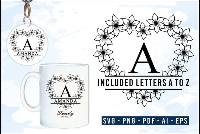 Mug Monogram Svg Designs, Floral ALphabet SVg Designs, Keychain Svg SVG D2PUTRI, SVG BUNDLE, SUBLIMATION BUNDLE, T SHIRT DESIGNS BUNDLE 