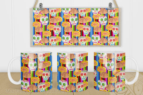 Mug Sublimation Day of the Dead / 11oz and 15oz/ Serape Sublimation Marlene Campos 