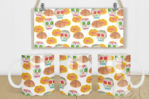 Mug Sublimation Day of the Dead / 11oz and 15oz/ White Sublimation Marlene Campos 