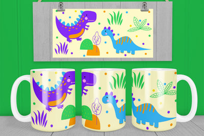 Mug sublimation design cute dinosaurs wrap Sublimation Svetana Studio 