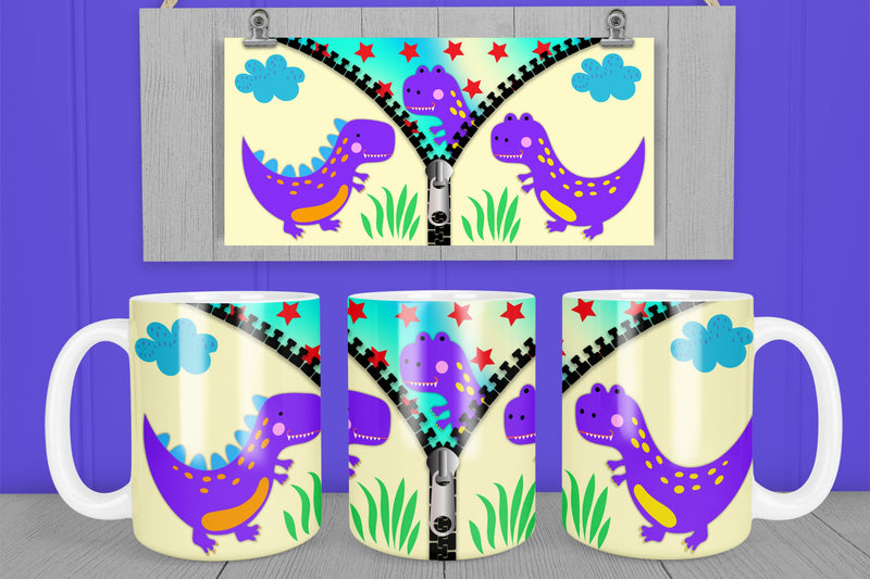 Mug sublimation design dinosaurs wrap 15 Oz and 11 Oz Sublimation Svetana Studio 
