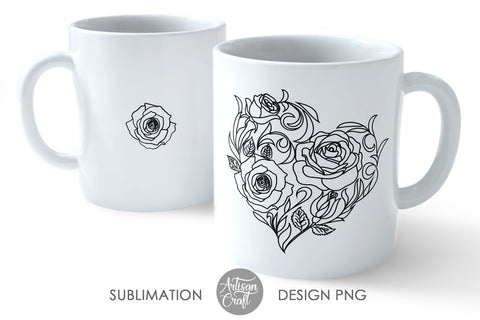 Mug sublimation design, rose heart, 11oz mug SVG Artisan Craft SVG 