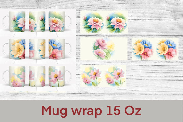 Mug sublimation design witch flower | Flower mug bundle Sublimation Svetana Studio 