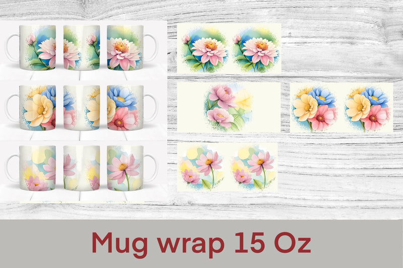 Mug sublimation design witch flower | Flower mug bundle Sublimation Svetana Studio 