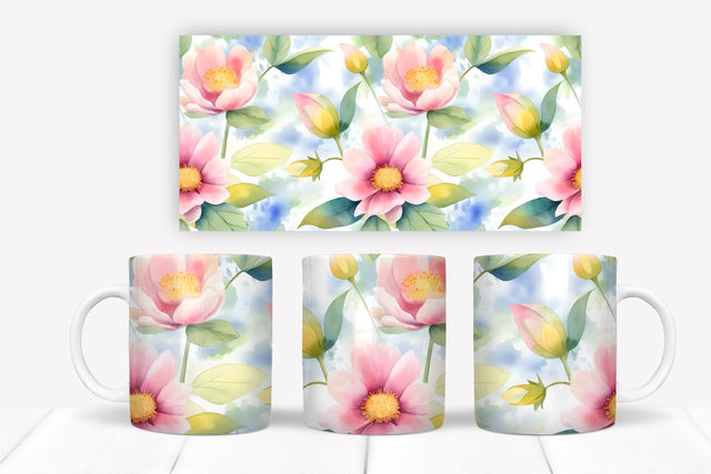 Mug sublimation design witch flower | Flower mug wrap Sublimation Svetana Studio 