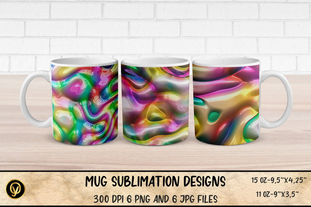 Mug Sublimation Designs ,Abstract 3D Glossy Gradient Mugs Sublimation Bundle Sublimation oyonnidesign 