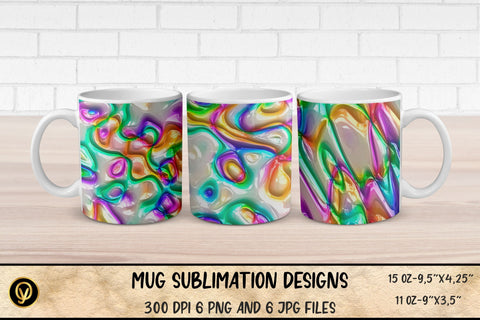 Mug Sublimation Designs ,Abstract 3D Glossy Gradient Mugs Sublimation Bundle Sublimation oyonnidesign 