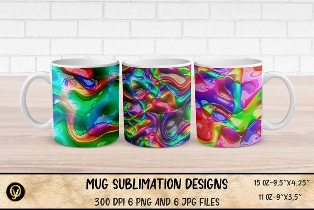Mug Sublimation Designs ,Abstract 3D Glossy Gradient Mugs Sublimation Bundle Sublimation oyonnidesign 