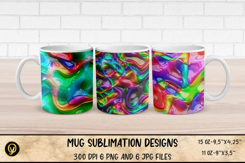 Mug Sublimation Designs ,Abstract 3D Glossy Gradient Mugs Sublimation Bundle Sublimation oyonnidesign 