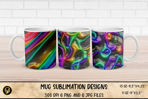 Mug Sublimation Designs ,Abstract 3D Glossy Gradient Mugs Sublimation Bundle Sublimation oyonnidesign 