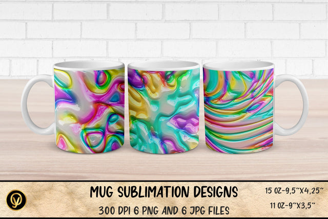 Mug Sublimation Designs ,Abstract 3D Glossy Gradient Mugs Sublimation Sublimation oyonnidesign 