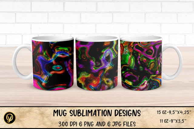 Mug Sublimation Designs ,Abstract Geometric Gradient Mugs Sublimation Bundle Sublimation oyonnidesign 
