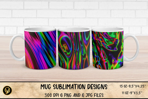 Mug Sublimation Designs ,Abstract Neon Colors Mugs Sublimation Bundle Sublimation oyonnidesign 