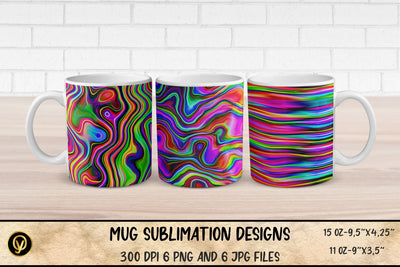 Mug Sublimation Designs ,Abstract Neon Liquid Lines Mugs Sublimation Bundle Sublimation oyonnidesign 