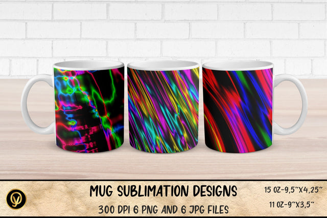Mug Sublimation Designs ,Abstract Neon Mugs Sublimation Sublimation oyonnidesign 