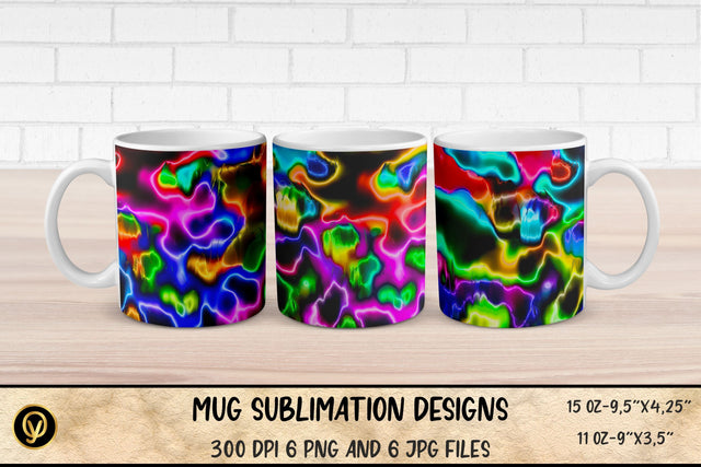 Mug Sublimation Designs ,Abstract Neon Mugs Sublimation Sublimation oyonnidesign 