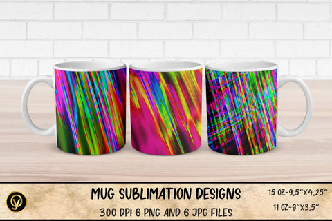 Mug Sublimation Designs ,Abstract Rainbow Colors Lines Mugs Sublimation oyonnidesign 
